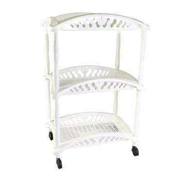 Imagem de Organizador Vertical Branco com 3 Andares, Plástico Reciclado, 38x26x65cm, com Rodinhas, Fruteira