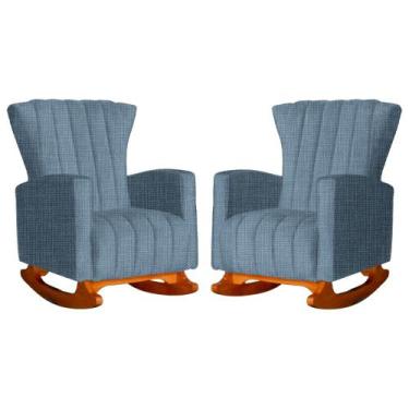 Imagem de Kit 02 Poltronas Decorativa Melinda Pés Balanço Linho Cores - DS Estof