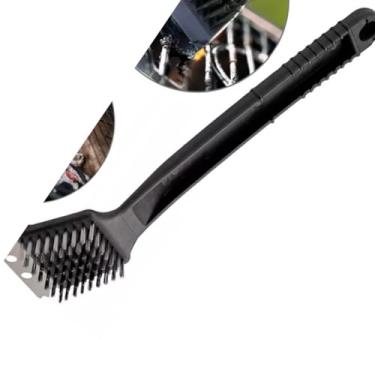 Imagem de Gadan Escova para Grelha com Raspador, GD-6070, 30cm, Cerdas Metálicas, Preta, Limpeza de Churrasqueira