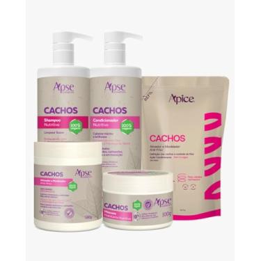 Imagem de Kit Shampoo, Condicionador 1L, Máscara, Ativador e Refil Ativador Cachos Apice