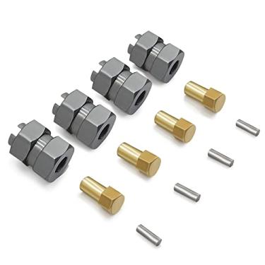 Imagem de JGGZONE 4Pcs Aluminum Extended 7mm Hex Wheel Hubs Extension Adaptor Combiner Coupler+4MM Extenders for Axial SCX24 Upgrade 1/24 RC Crawler Scx24 Upgrades Parts (Titanium)