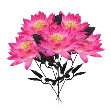 Imagem de Jectse Flor de Lótus Artificial, Flor de Seda Falsa Com Fio de Ferro para Decoração DIY, Haste de 13 Cm de Diâmetro e 38 Cm de Comprimento, para Decorações de Peças Centrais de Festas Em
