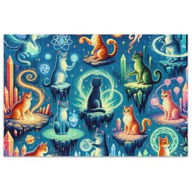 Imagem de Quebra-cabeça de gatos exóticos 500 peças de brinquedo adulto arte paisagem quebra-cabeças elefante branco presentes de festa