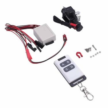 Imagem de Alomejor 1/10 Guincho de Carro RC, Guincho de Metal de Liga de Alumínio Com Controle Remoto para D90 D110 SCX10 90046 Acessório de Recuperação de Caminhão de Crawler (Preto)