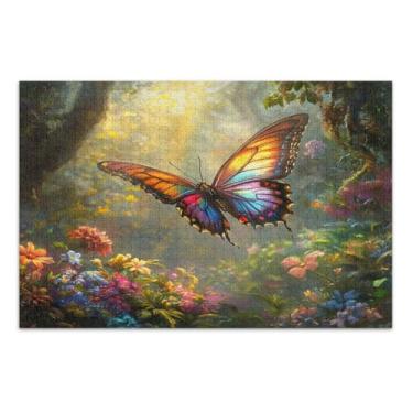 Imagem de Quebra-cabeças coloridos de flores de borboleta para adultos com letras nas costas 1000 peças