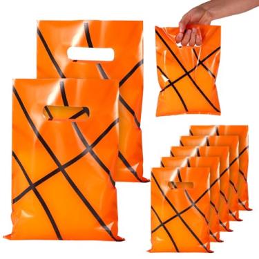 Imagem de 50 peças de sacos de presente de basquete, 24 x 16,69 cm com tema esportivo, lembrancinhas de festa de basquete para armazenar biscoitos de sobremesa, doces, lanches, presentes