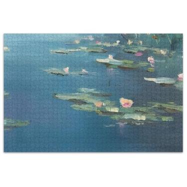 Imagem de Lilies Water Oil Painting Quebra-cabeça adulto 500 peças presentes para jogo de elefante branco Prime Puzzles pintura de arte floral