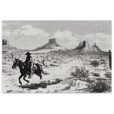 Imagem de Quebra-cabeça Sketch Cowboy equitação adulto 500 peças flor estampa animal Prime Puzzles elefante branco