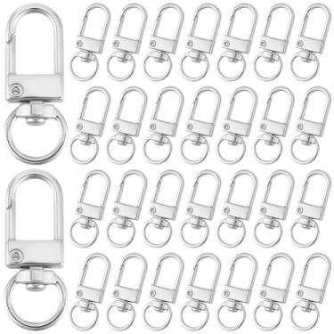 Imagem de CREATCABIN 36 peças fecho de garra de lagosta de metal com fecho giratório para chaveiro ganchos de pressão giratórios, fecho prateado para fazer artesanato faça você mesmo, coleira para animais de