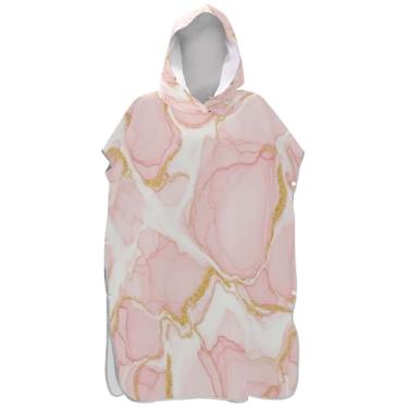 Imagem de Joisal Trocador para adultos, poncho de surfe, toalha de natação com capuz, plus size, rosa, branco, ouro, veias, ponchos femininos com capuz