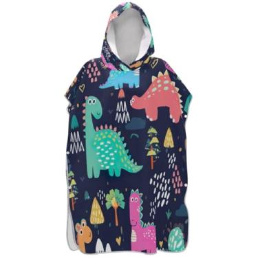 Imagem de Joisal Roupão vestível para trocar de poncho de surfe para Adul toalha de banho com capuz de dinossauros fofos ponchos de praia para homens