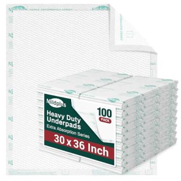 Imagem de MILDPLUS Protetores De Cama Resistentes 30" X 36", 100 Unidades, Ultra Absorventes 10 Vezes Mais, Descartáveis A Rasgos Com Revestimento Tecido Resistente Para Adultos E Idosos