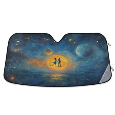 Imagem de Para-brisa automotivo de corda bamba para casal bloqueia raios UV persianas de janela dianteira de carro para a maioria dos sedans SUV caminhão médio