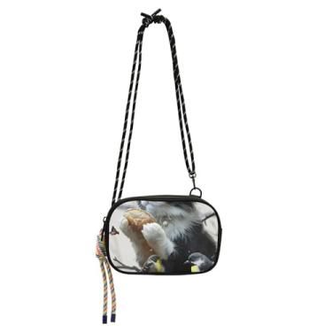 Imagem de TSENQUE Bolsa feminina transversal pequena bolsa para celular carteira casual gato pássaros impressão viagem sobre ombro bolsas