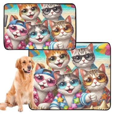 Imagem de TSENQUE Cute Cats Almofada de praia reutilizável lavável para cães tapete de caixa de cachorro fofo à prova d'água absorventes para filhotes, pequeno x 3 unidades