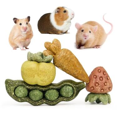 Imagem de TEEWY 4 peças de brinquedos de porquinho da índia, brinquedos para mastigar hamster, brinquedos naturais de porquinho-da-índia, hamster, rato e chinchila para ranger de dentes e brincar