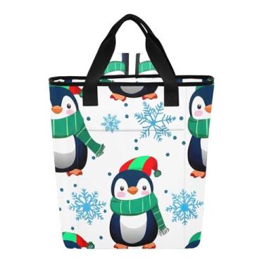 Imagem de Joitme Cooler Bags Lindos Pinguins Flocos de Neve Brancos Lancheiras Térmicas 36 Latas Sacola Resfriadora para Mulheres Viagens