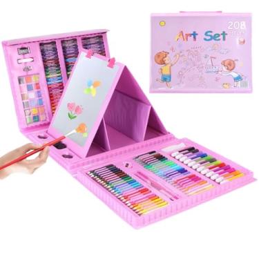 Imagem de Kit de Colorir para Crianças, 208 Peças Materiais De Pintura Portáteis, Estojo de Arte Infantil, Para Viagem Mesa Estúdio Universidade Pré-escola Escola Festa Aniversário Feriado Natal