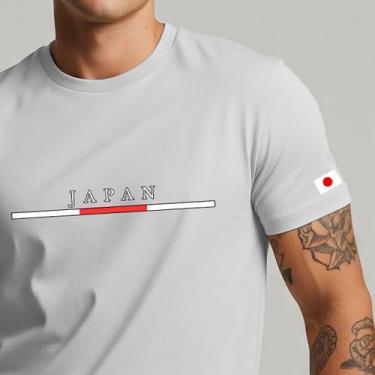 Imagem de Camiseta Masculina Faixa Japão Bandeira Internacional 100% Algodão - Y
