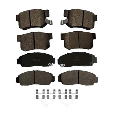 Imagem de PM Auto Pastilhas de freio dianteiras traseiras para Honda Accord 2003-2007, conjunto de 8 pastilhas de freio de cerâmica