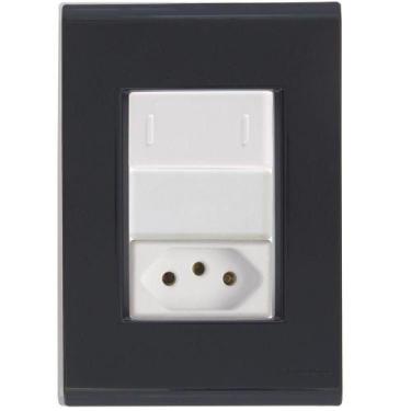 Imagem de Cj Interruptor E Tomada 10a Liz Grafite Tramontina Completo Pronto Tra