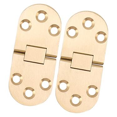 Imagem de 2 Conjuntos de dobradiça tampa dobrável 180 graus aba latão resistente à corrosão com parafusos para mesa máquina costura Premium bem artesanal fácil