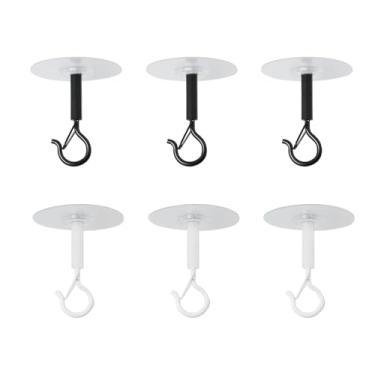 Imagem de YHXiXi 6 peças de ganchos adesivos para teto, sem broca, para pendurar plantas leves, rede mosquiteira, fivelas à prova de vento para lâmpadas, sinos de vento, para uso interno e externo, ganchos de