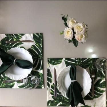 Imagem de Jogo Americano 6 Peças Mesa Posta Café da Manhã Jantar Guardanapo Porta-Guardanapo Elegante (JA015)