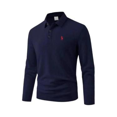 Imagem de Camisa Polo Masculina De Alta Qualidade Com Bordado, Manga Longa, Conf