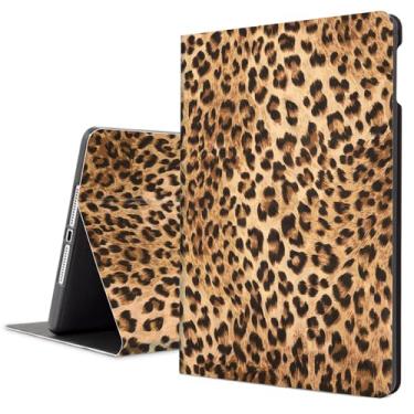 Imagem de Lokigo Capa para Leopard iPad 6ª/5ª geração (2018/2017) 9,7 polegadas, para iPad Air 2/Air 1 geração, capa traseira protetora de TPU macio de 9,7 polegadas, suporte para vários ângulos de visão, chita
