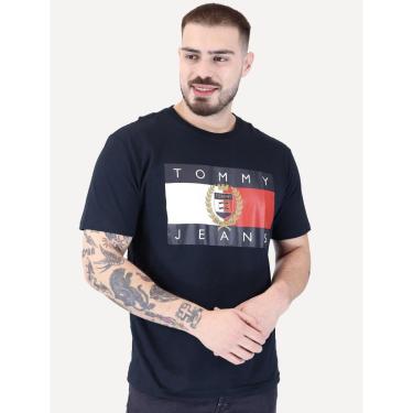 Imagem de Camiseta Tommy Jeans Masculina Regular Crest Flag Azul Marinho-Masculino