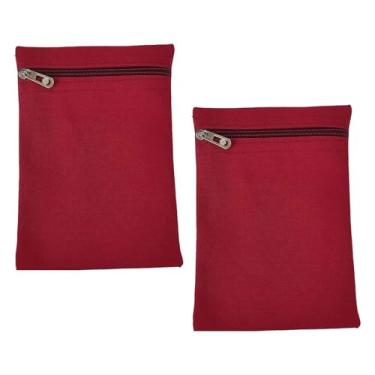 Imagem de Colaxi Conjunto de 2 bolsos embutidos com zíper, estojo seguro para celular para jaquetas, casacos e moletons, bolso de para viagens, bolsos, Wine Red L