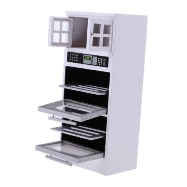 Imagem de Fenteer Armário de forno de micro-ondas em miniatura na escala 1:12, brinquedo de cozinha de faz de conta, modelo de armário de despensa em miniatura.