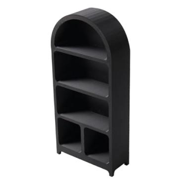 Imagem de Fenteer Armário em miniatura para casa de bonecas, escala 1:12, estante de livros, móvel em miniatura para cena em miniatura, Preto, com Os Pés