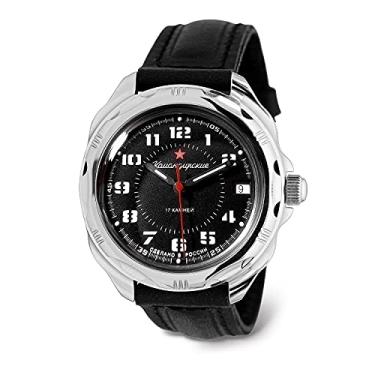 Imagem de VOSTOK | Relógio mecânico masculino Komandirskie Red Star Russian Army Commander Military | Série 186, Militar, Couro 211186