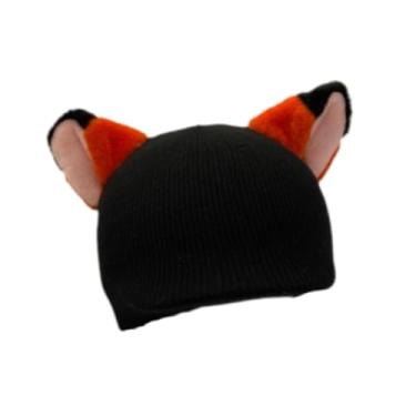 Imagem de harayaa Capa para capacete de esqui, acessórios para capacete, quente, macia, adorável, criativa, protetora, de tricô, decoração, gorro de inverno para, Orelhas de Raposa Preta