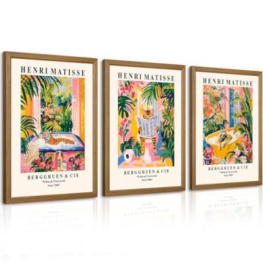 Imagem de Arte de parede de casa de banho animal decoração de parede em tela gato engraçado tigre banheira imagens de arte engraçado casa de banho impressões Henri Matisse pintura animal bonito rosa arte