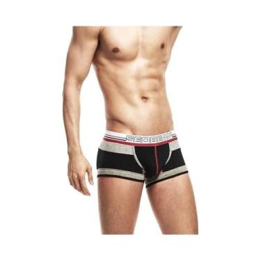 Imagem de Cueca boxer vintage de algodão masculina, roupa íntima de cintura baix
