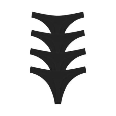 Imagem de Tangas De Algodão Listradas Femininas De Cintura Baixa 4PCS Sexy G-Str