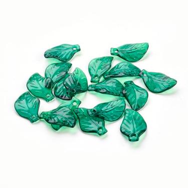 Imagem de Beadthoven 150 peças contas de folha de verão acrílico folhas verdes contas penduradas transparente folha de plástico pingente espaçadores para brincos, pulseiras, colar, pendentes, joias, faça você
