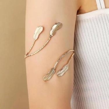 Imagem de  Bracelete Folhas Dourado  Bijuteria Feminina Estilosa  - Deusa Moda, 