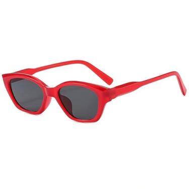Imagem de HCHES Óculos de Sol Femininos Retrô de Luxo, Moda Casual, Tendência Anti-Ultravioleta, Masculino UV400 (Vermelho e Preto)
