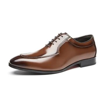 Imagem de Sapatos masculinos de couro Derby Sapatos de casamento britânicos sapatos masculinos Oxford Business Shoes, Marrom, 41