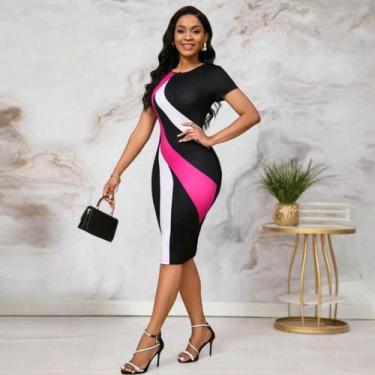 Imagem de Vestido Midi Plus Size Lorrane Moda Evangélica Feminina, Pink, G1