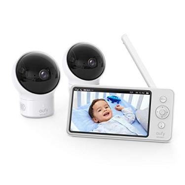 Imagem de eufy Security, Monitor de vídeo para bebê com câmera e áudio, kit de 2 câmeras, HD 720p, ideal para novas mães, tela de 5 polegadas, lente grande-angular de 110°, visão noturna