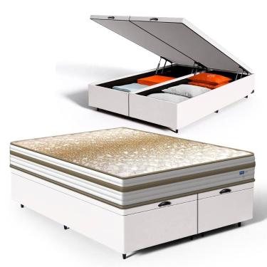 Imagem de Cama Box Baú com Colchão de Molas Ensacadas Double Face Pillow Euro Alfa Probel Queen 158cm