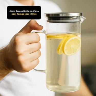 Imagem de Jarra Borossilicato de Vidro com Tampa inox 1,1litro - FRATELLI