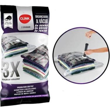 Imagem de Kit 10 Sacos Organizador a Vácuo Pequeno, Médio e Grande + Bomba Para 