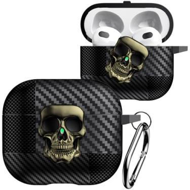Imagem de CCSmall Capa para AirPods 3ª geração com chaveiro mosquetão, capa de proteção de caveira 3D engraçada à prova de choque com trava segura para meninas e meninos para AirPods 3 gerações, caveira cobre