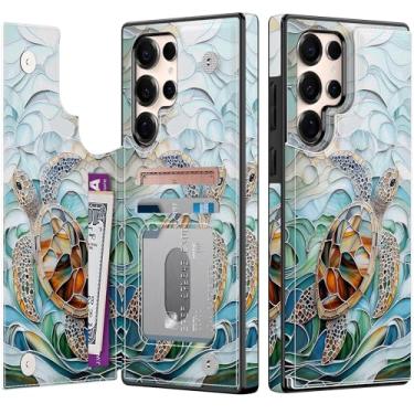 Imagem de Goodon Capa carteira para Samsung Galaxy S25 Ultra com suporte para cartão, bloqueio RFID, capa floral vintage estética, capa protetora retrô moderna exclusiva para mulheres e meninas - Arte em